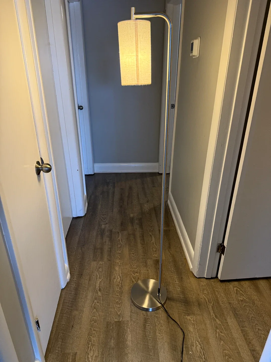 Silver Floor Lamp with Linen Shade image indicator(5)