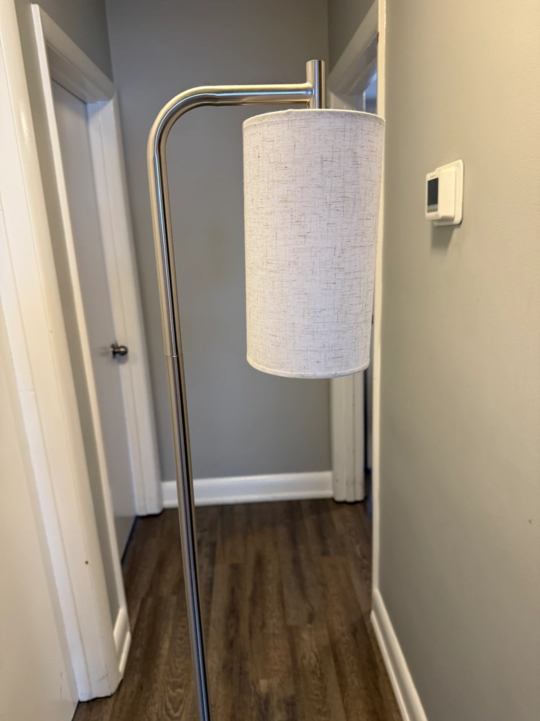 Silver Floor Lamp with Linen Shade - photo 2
