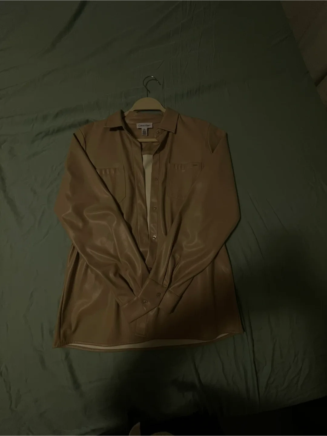 Calvin Klein Faux Leather Shirt Dress