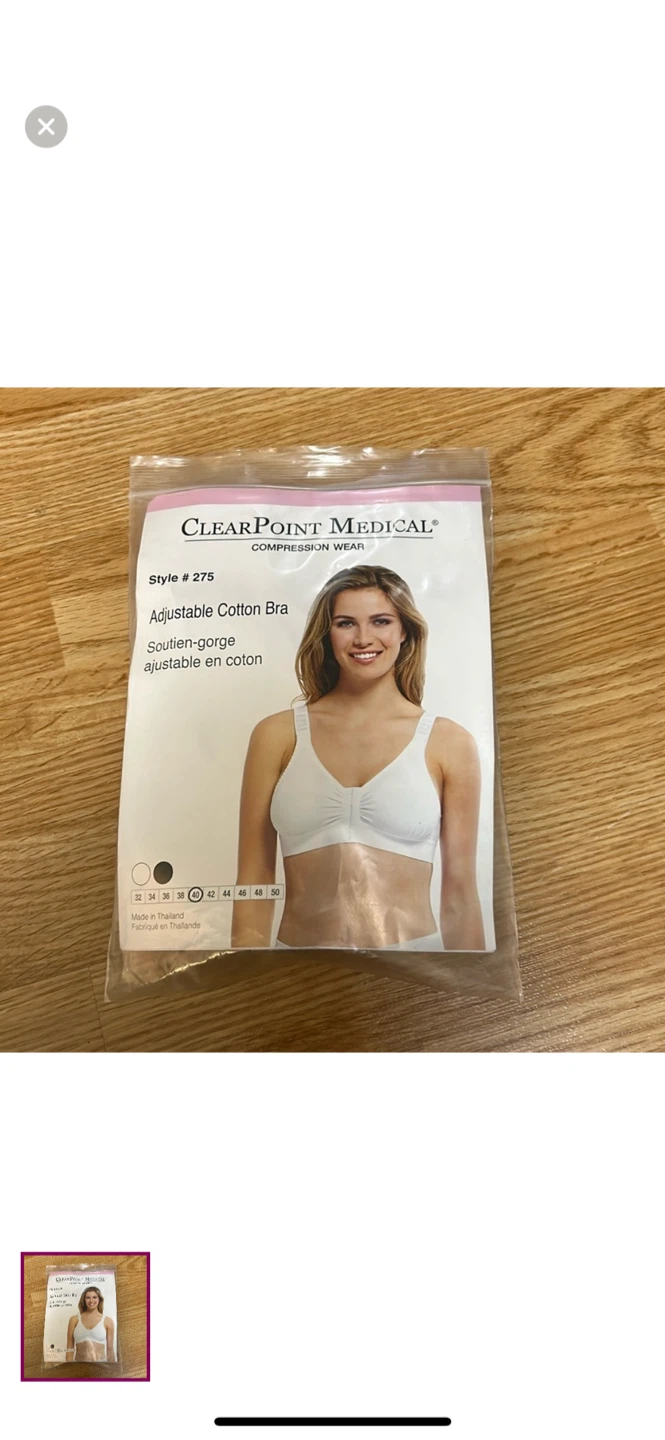 ClearPoint Medical Adjustable Cotton Bra, Size 40