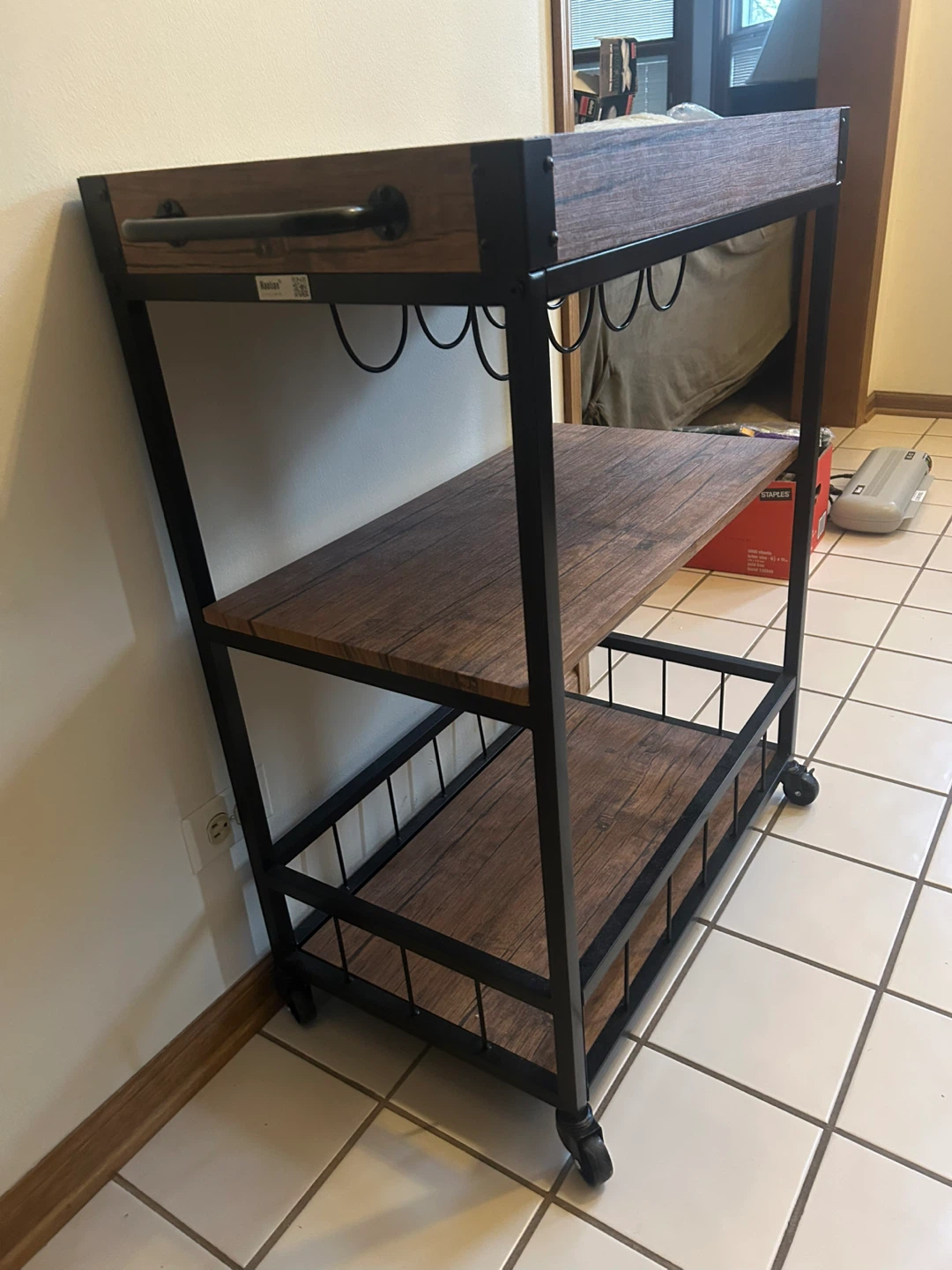 3 Tier Bar Cart / Rolling Beverage Cart with wheels - photo 3