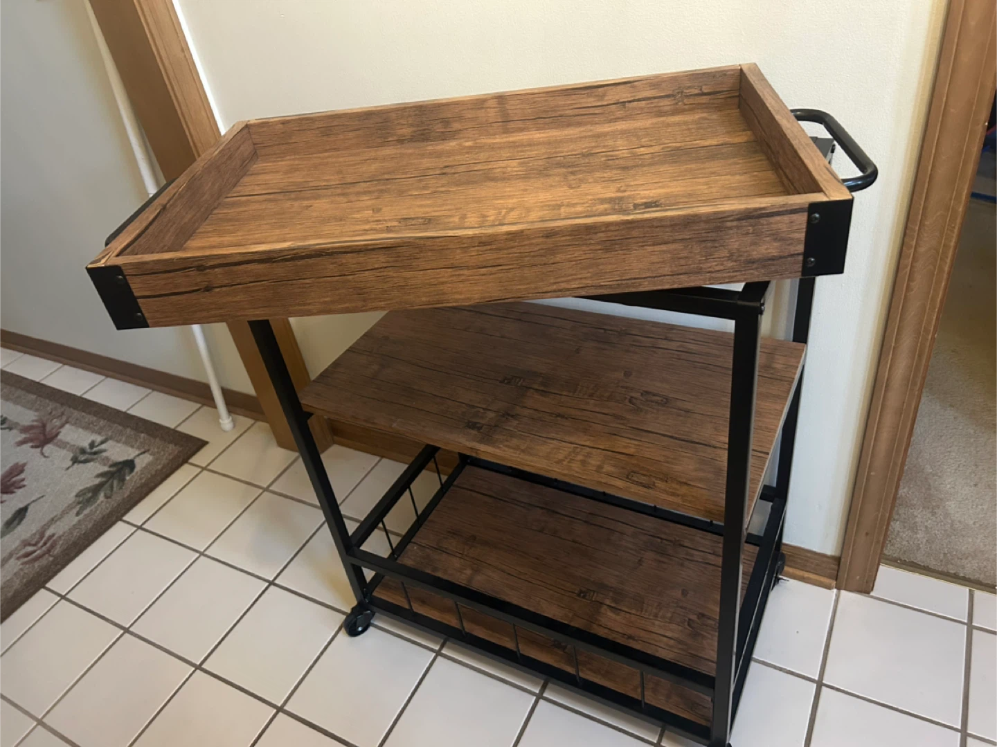 3 Tier Bar Cart / Rolling Beverage Cart with wheels - photo 4