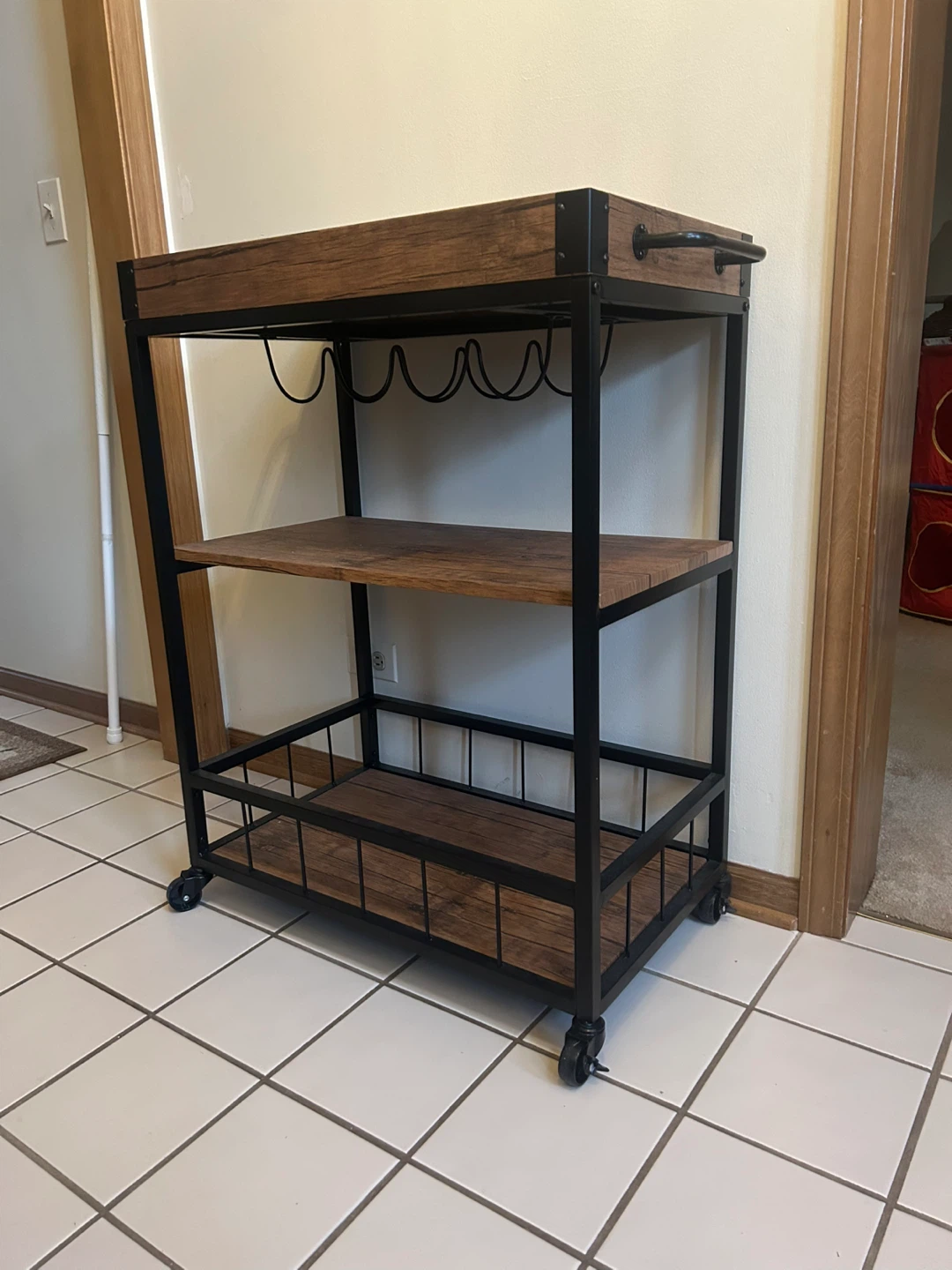 3 Tier Bar Cart / Rolling Beverage Cart with wheels - photo 2