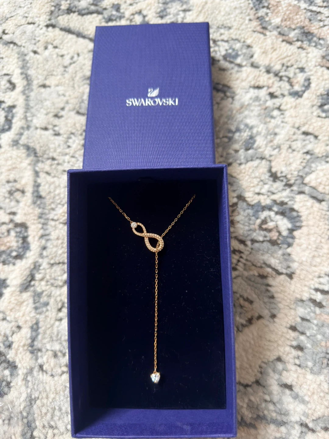 Swarovski Infinity Heart Y Necklace - Gold Tone