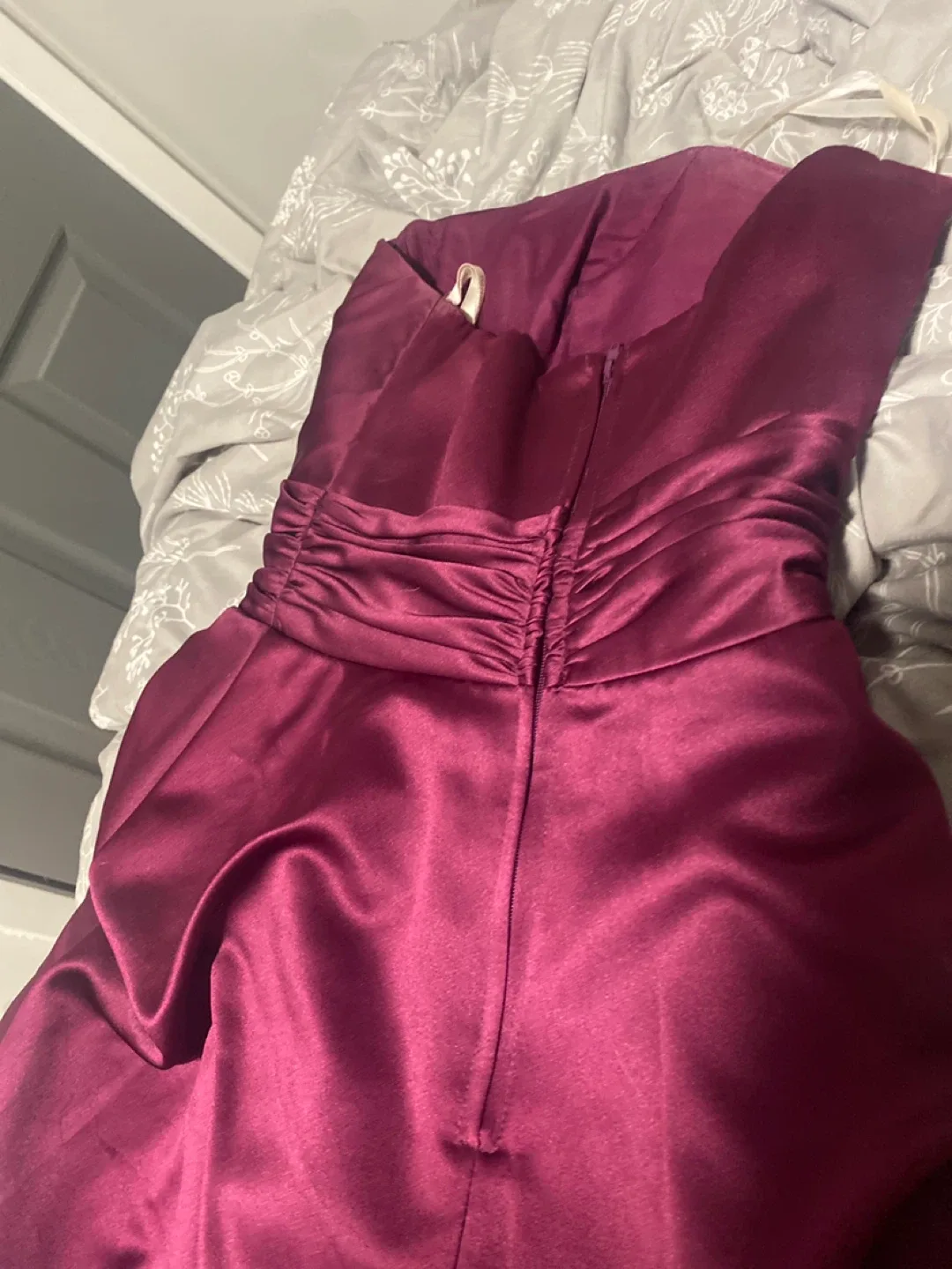 Burgundy Strapless Dress image indicator(2)