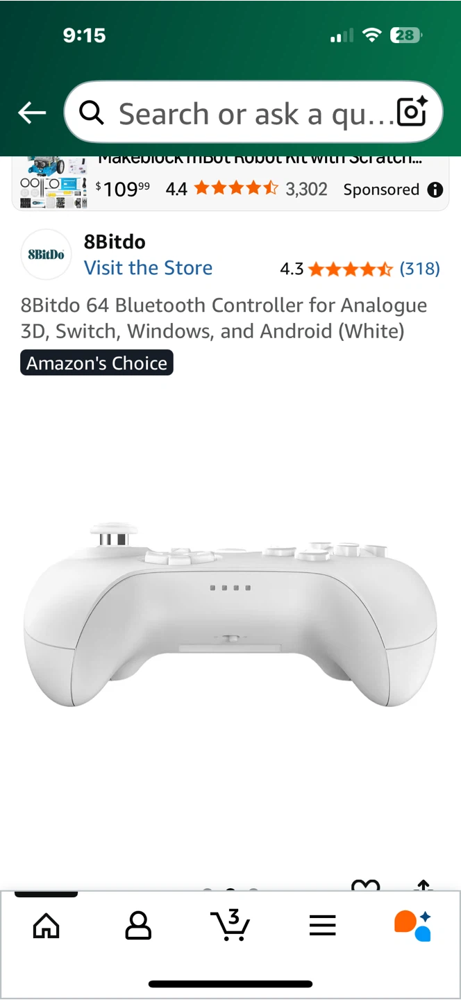 8Bitdo 64 Bluetooth Controller - White - photo 4