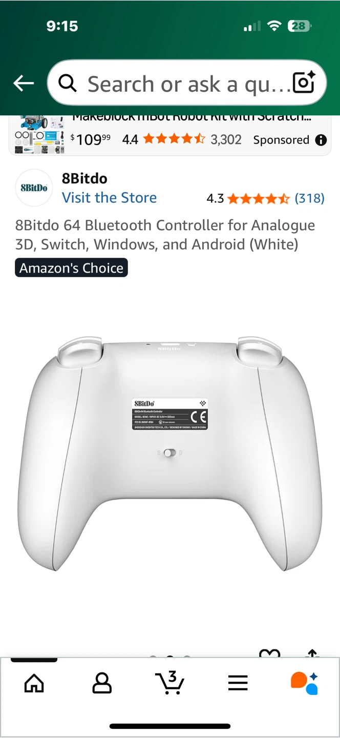 8Bitdo 64 Bluetooth Controller - White - photo 3