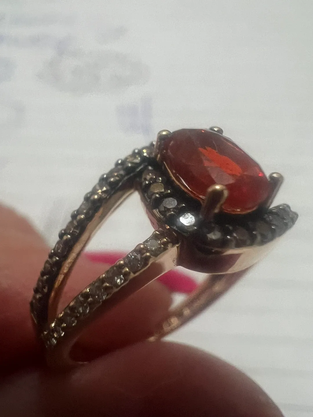 14 k Le Vian fire opal and diamonds ring image indicator(3)