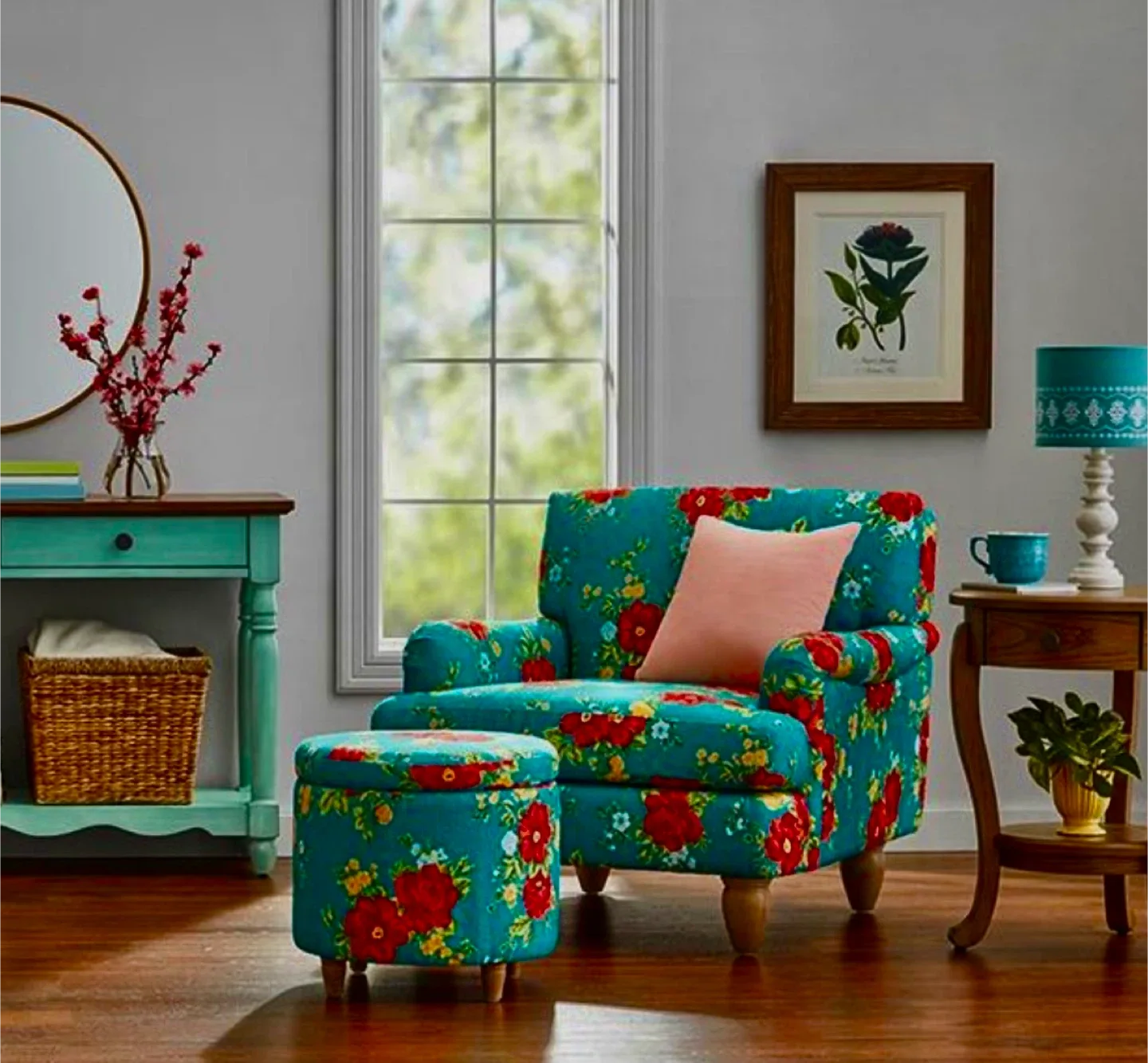 The Pioneer Woman Floral Accent Chair & Ottoman image indicator(4)