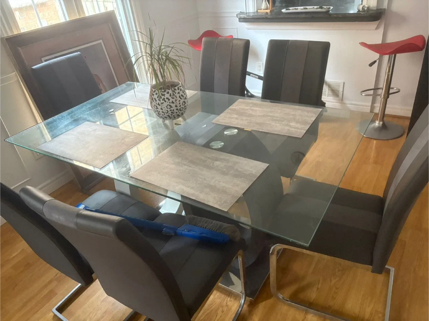 Glass Dining Table with 6 Chairs