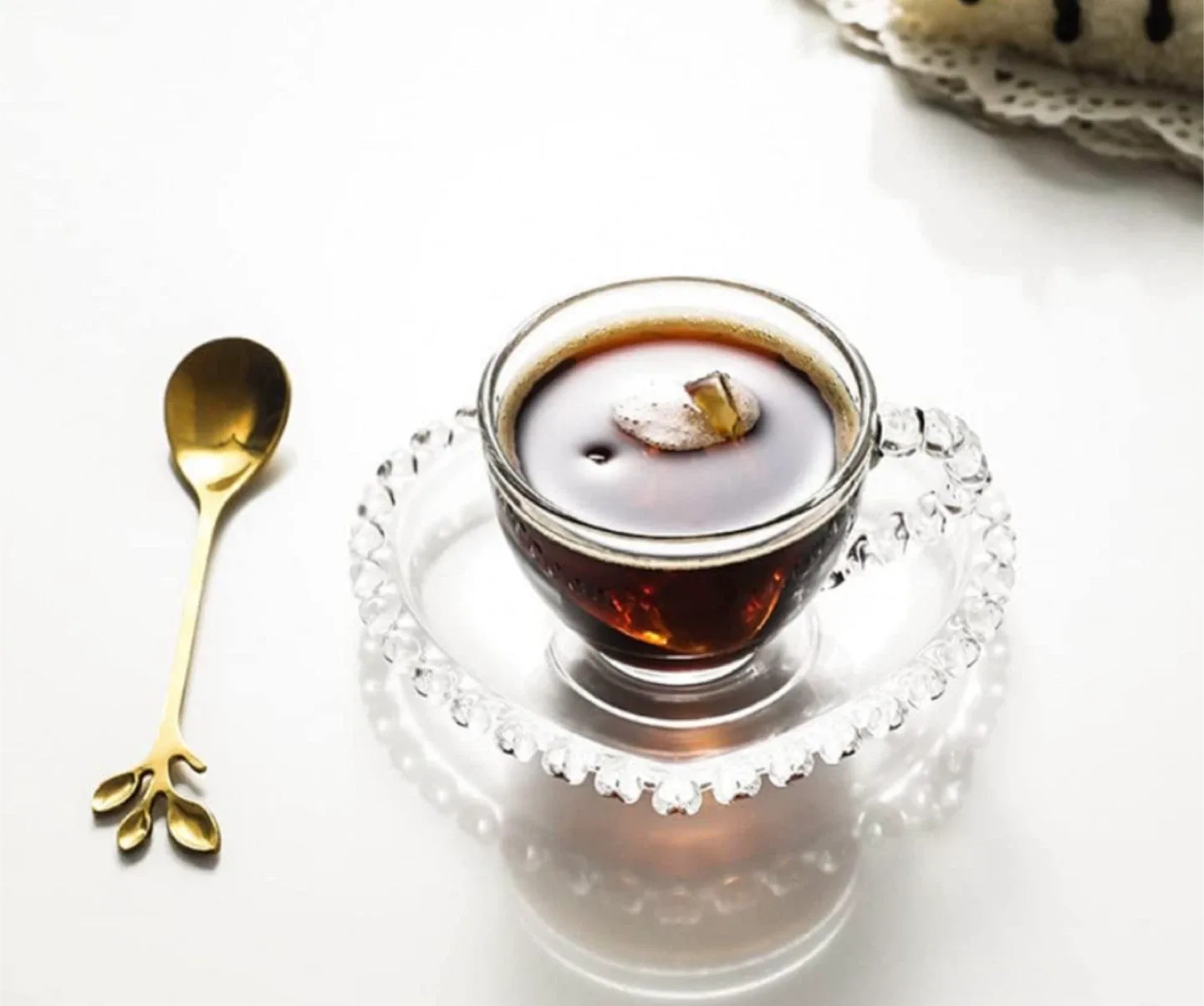 Heart shape Glass Coffee / Tea Cup Saucer Set with Christmas Bag image indicator(6)