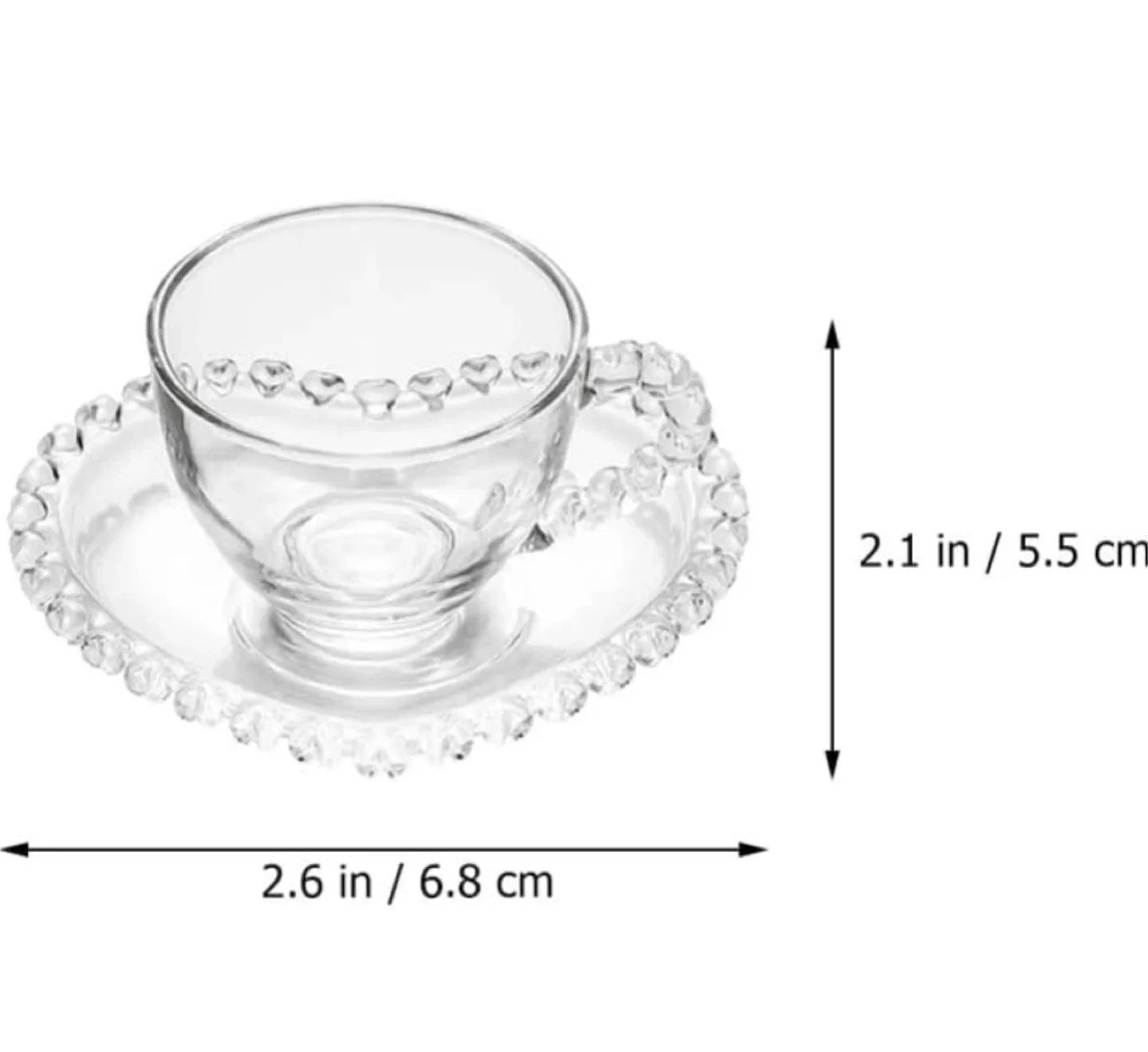 Heart shape Glass Coffee / Tea Cup Saucer Set with Christmas Bag image indicator(3)