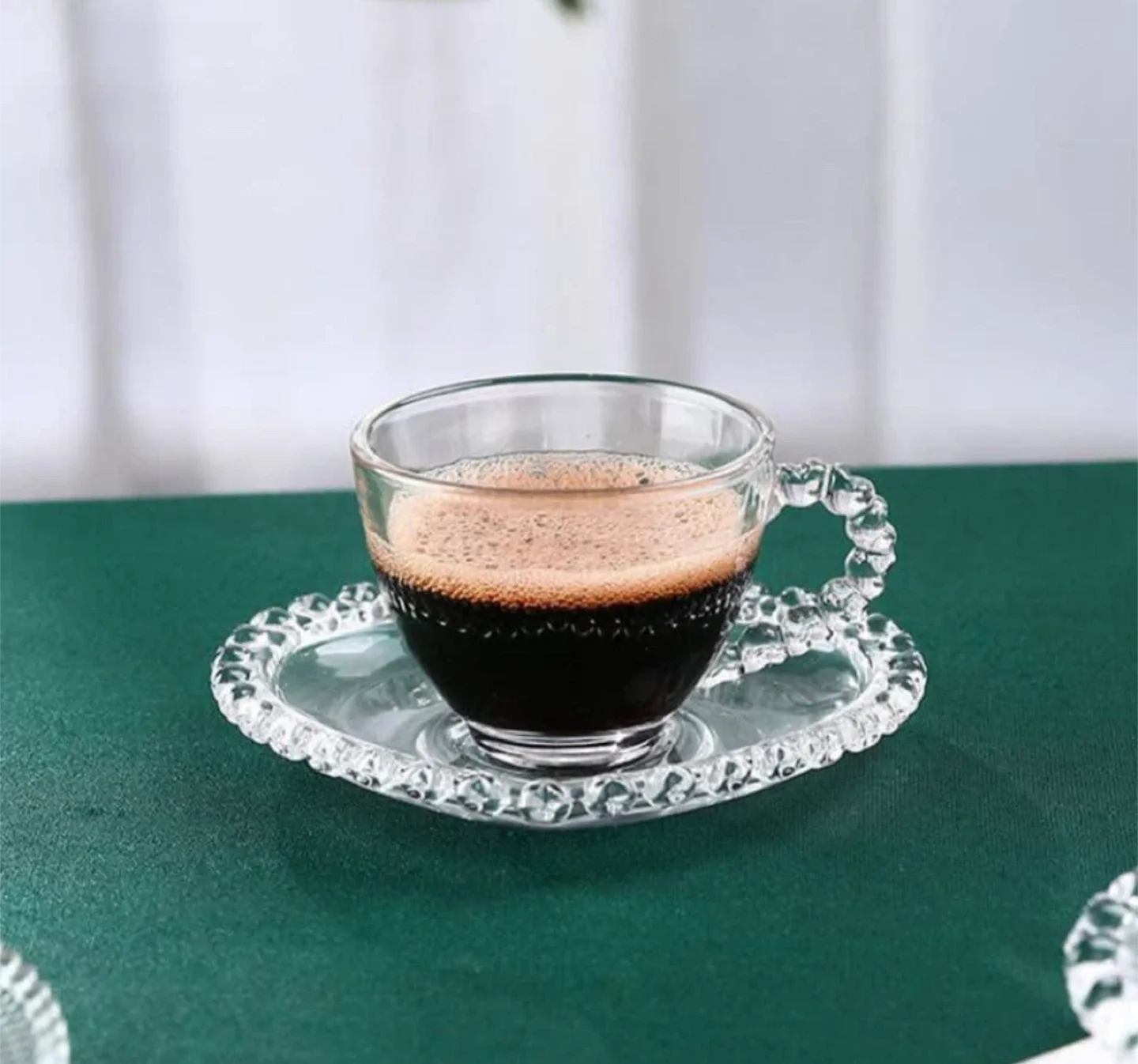 Heart shape Glass Coffee / Tea Cup Saucer Set with Christmas Bag image indicator(4)