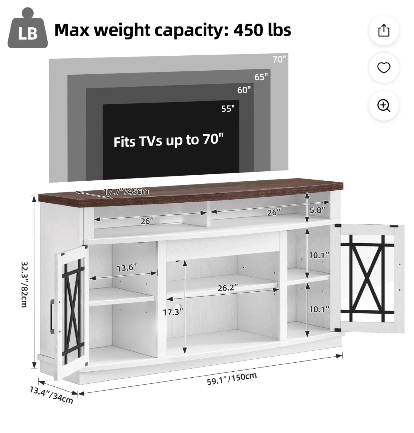 White TV Stand with Storage image indicator(4)