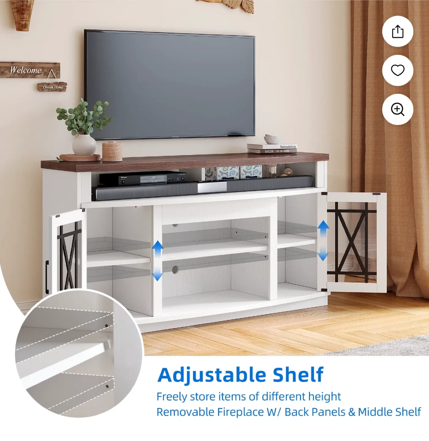 White TV Stand with Storage image indicator(3)