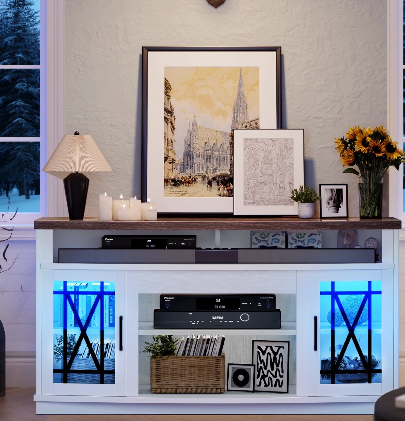 White TV Stand with Storage