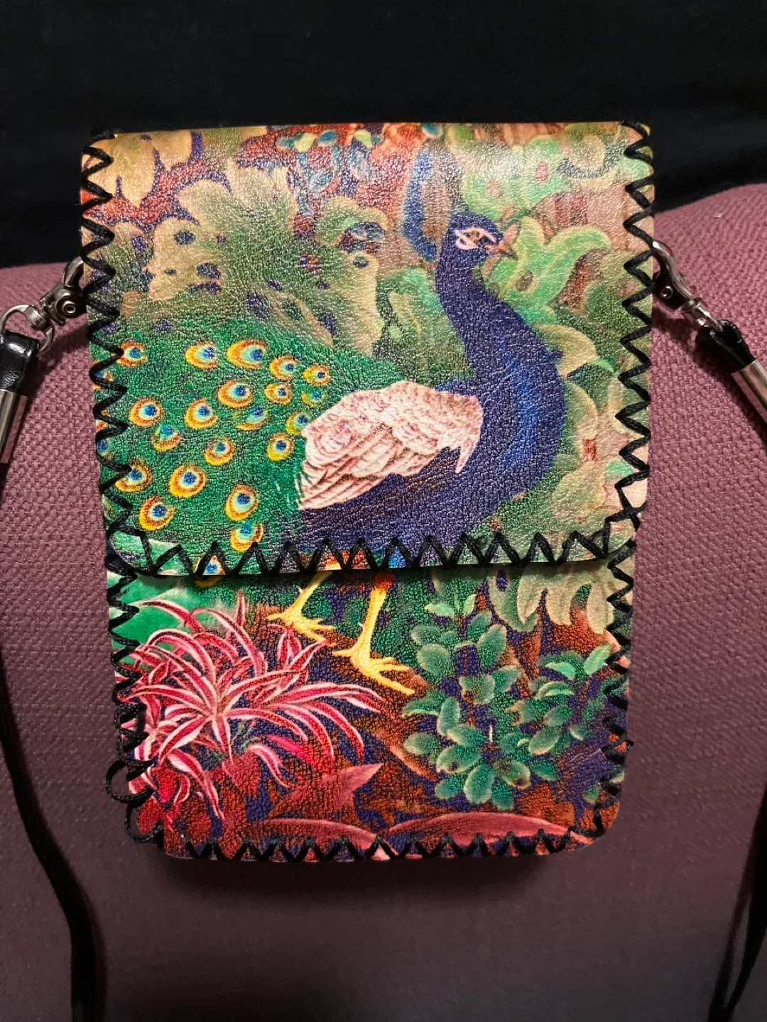 Peacock Print Crossbody Bag
