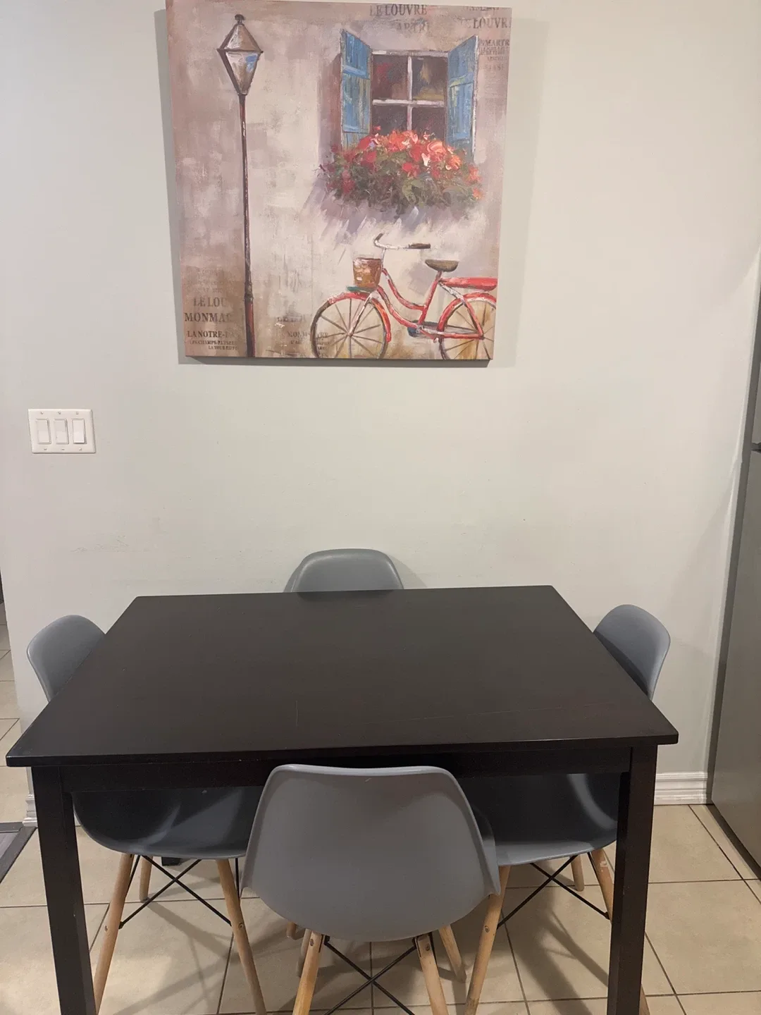 Dining Table with 4 Gray Chairs image indicator(2)