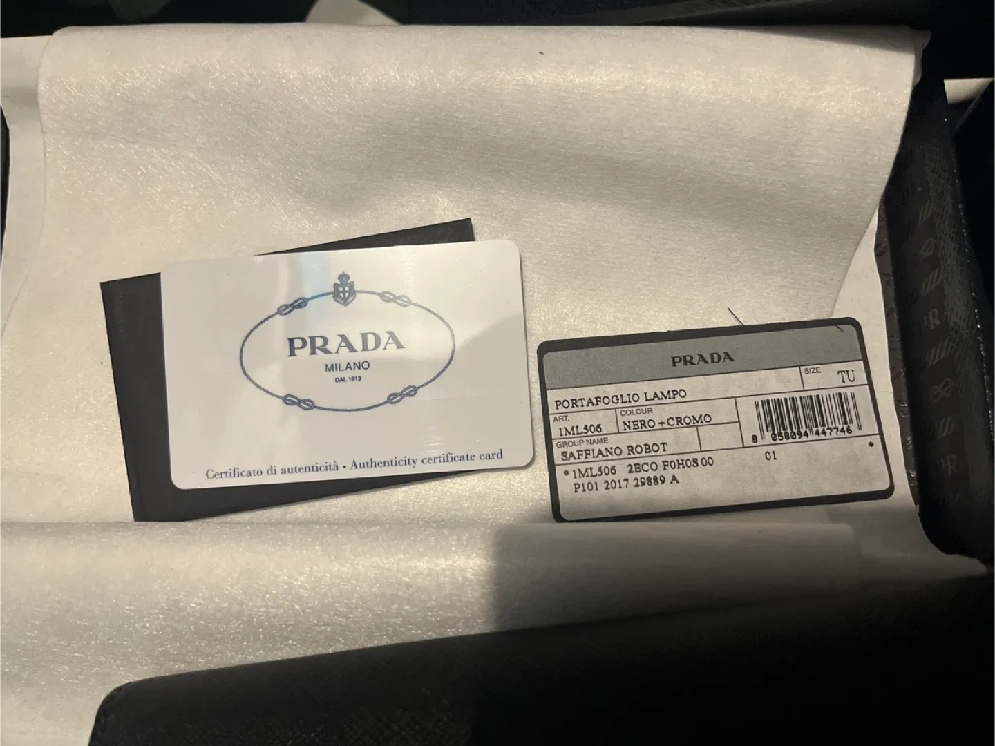 New Prada Saffiano Robot Lampo Wallet - Black image indicator(4)