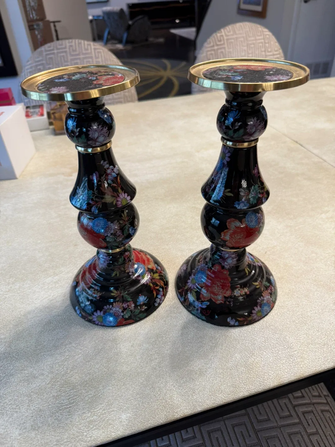 Mackenzie childs Floral Candlestick Holders - Set of 2