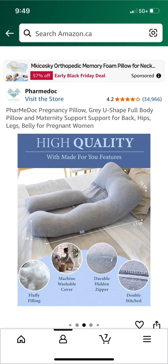 Pharmedoc Grey U-Shape Pregnancy Pillow image indicator(4)