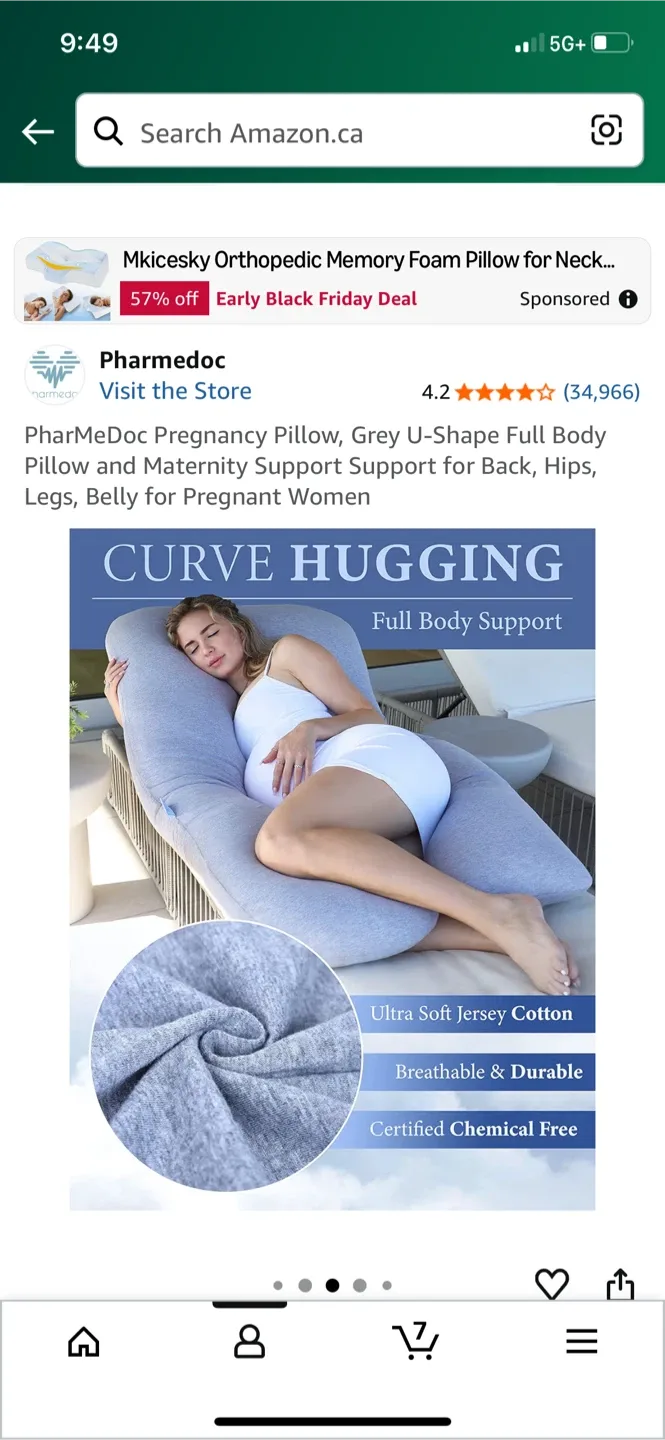 Pharmedoc Grey U-Shape Pregnancy Pillow image indicator(3)