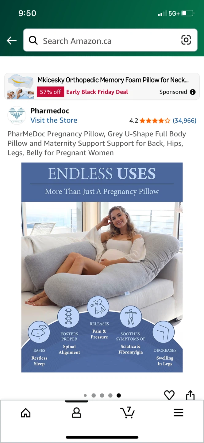 Pharmedoc Grey U-Shape Pregnancy Pillow