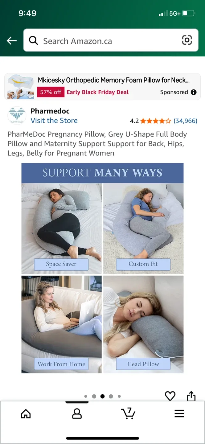 Pharmedoc Grey U-Shape Pregnancy Pillow image indicator(2)