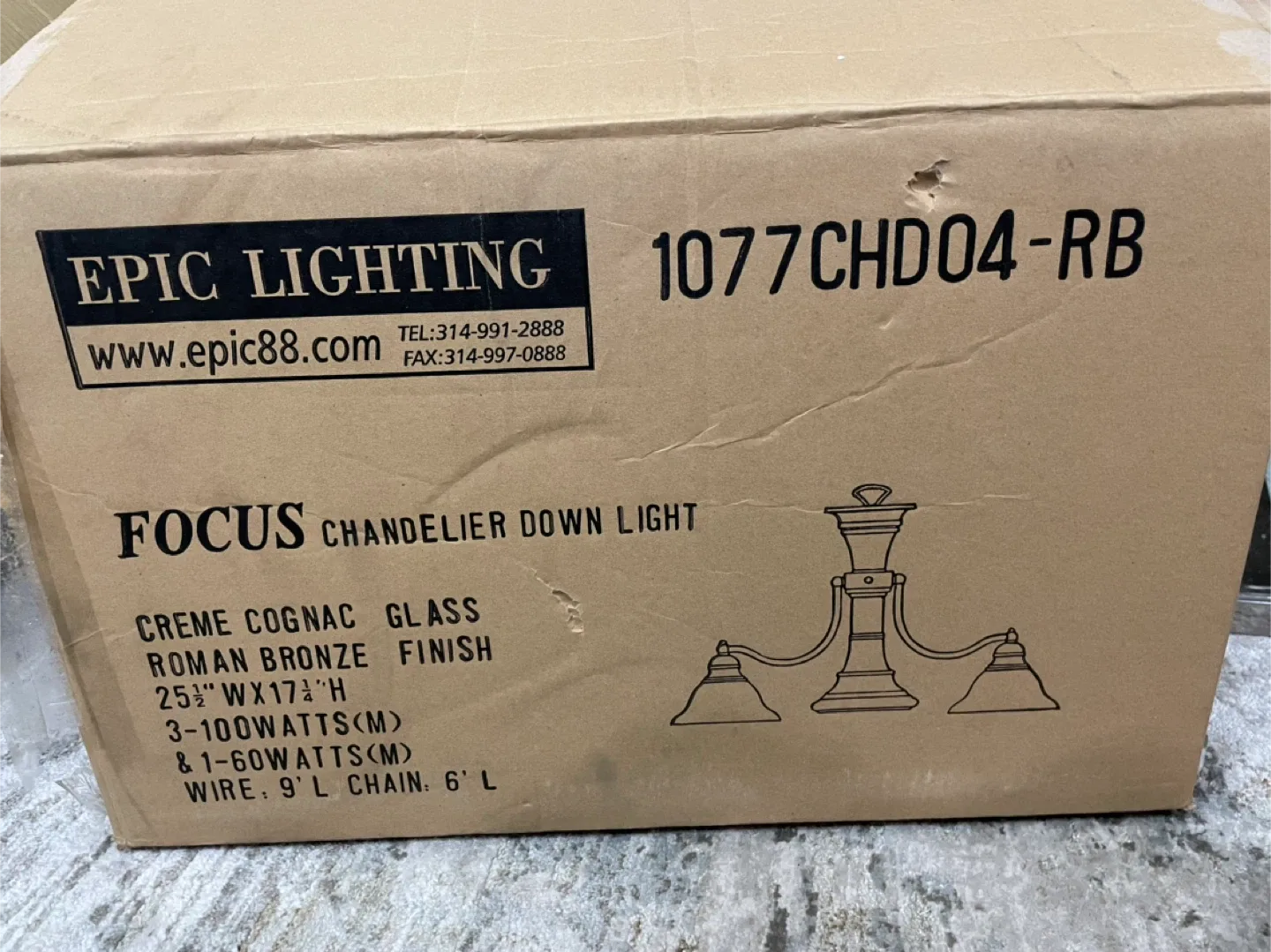 Epic Lighting Focus Chandelier Down Light - New in Box!
