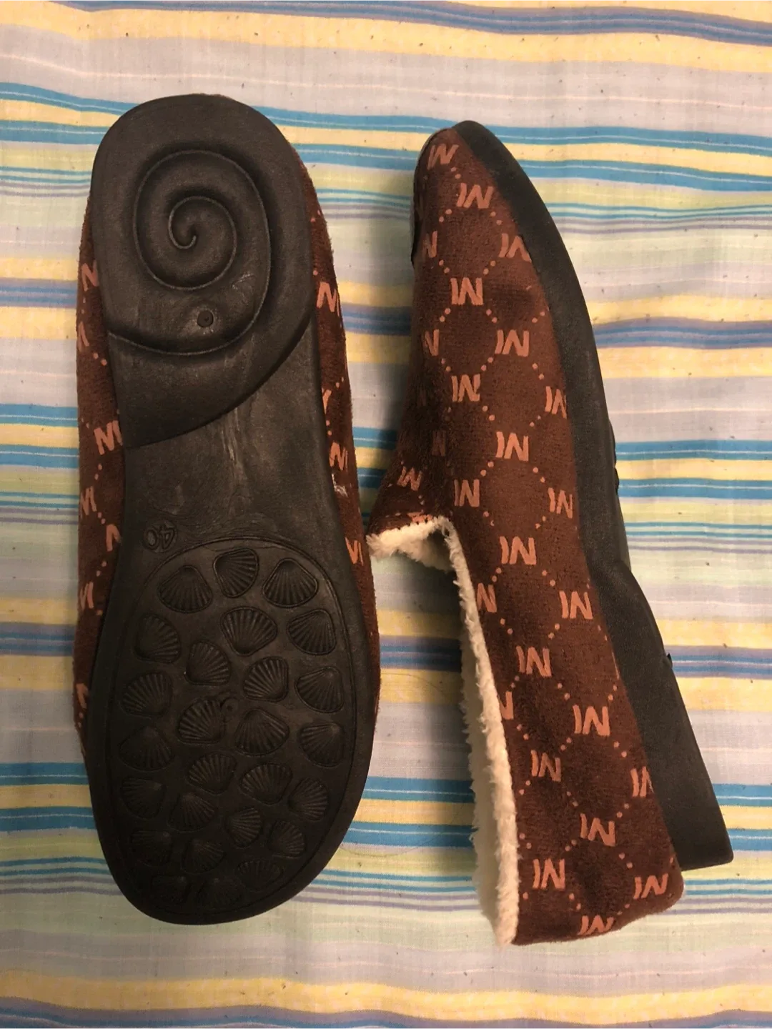 A New Brown Patterned Slippers Size 7.5/8 image indicator(4)