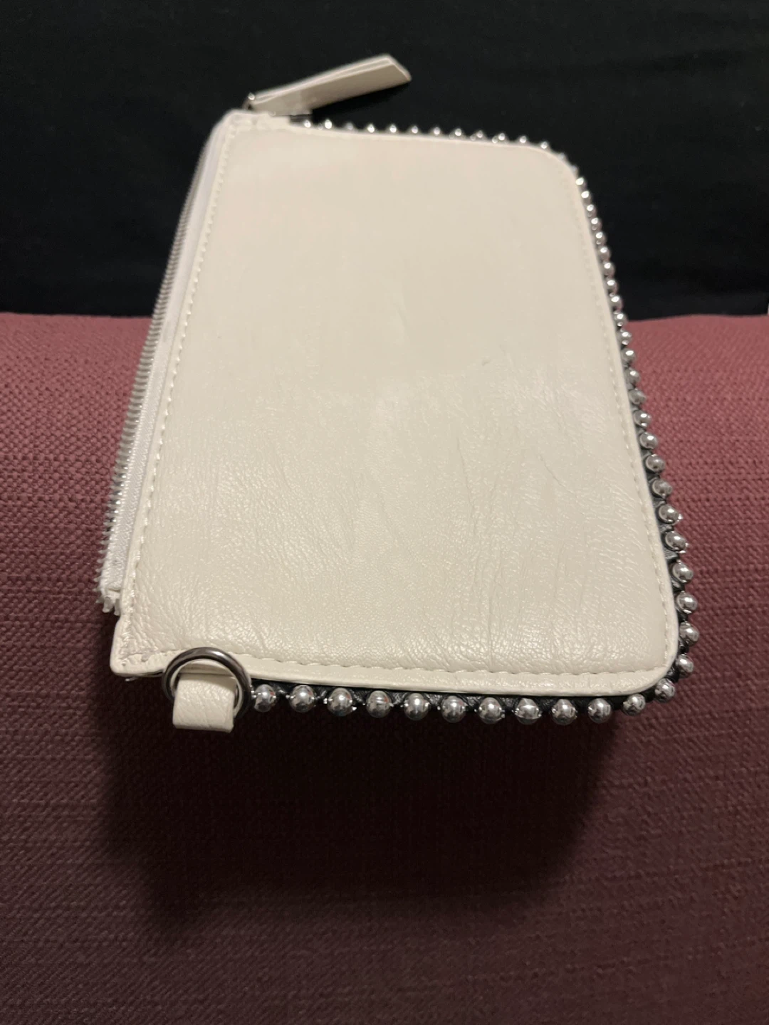 White Studded Zippered Pouch - photo 3