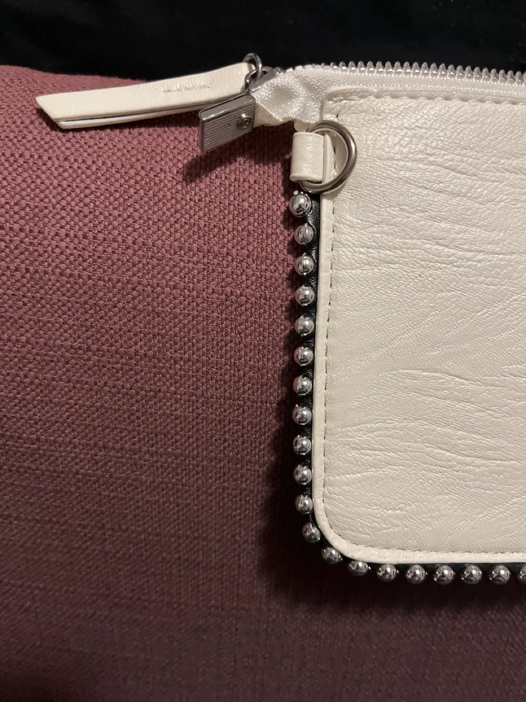 White Studded Zippered Pouch - photo 2