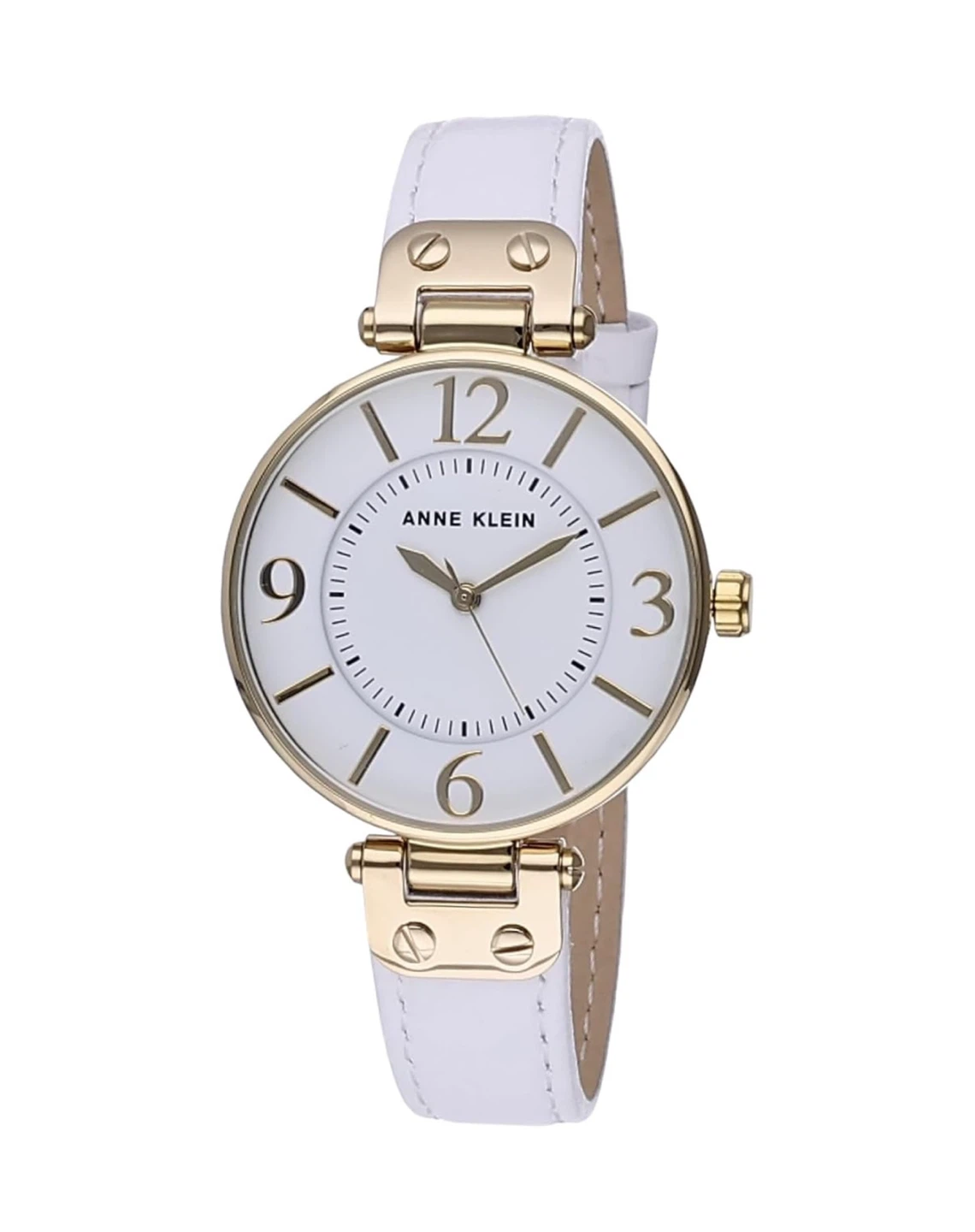 Anne Klein Women's White Leather Strap Watch
