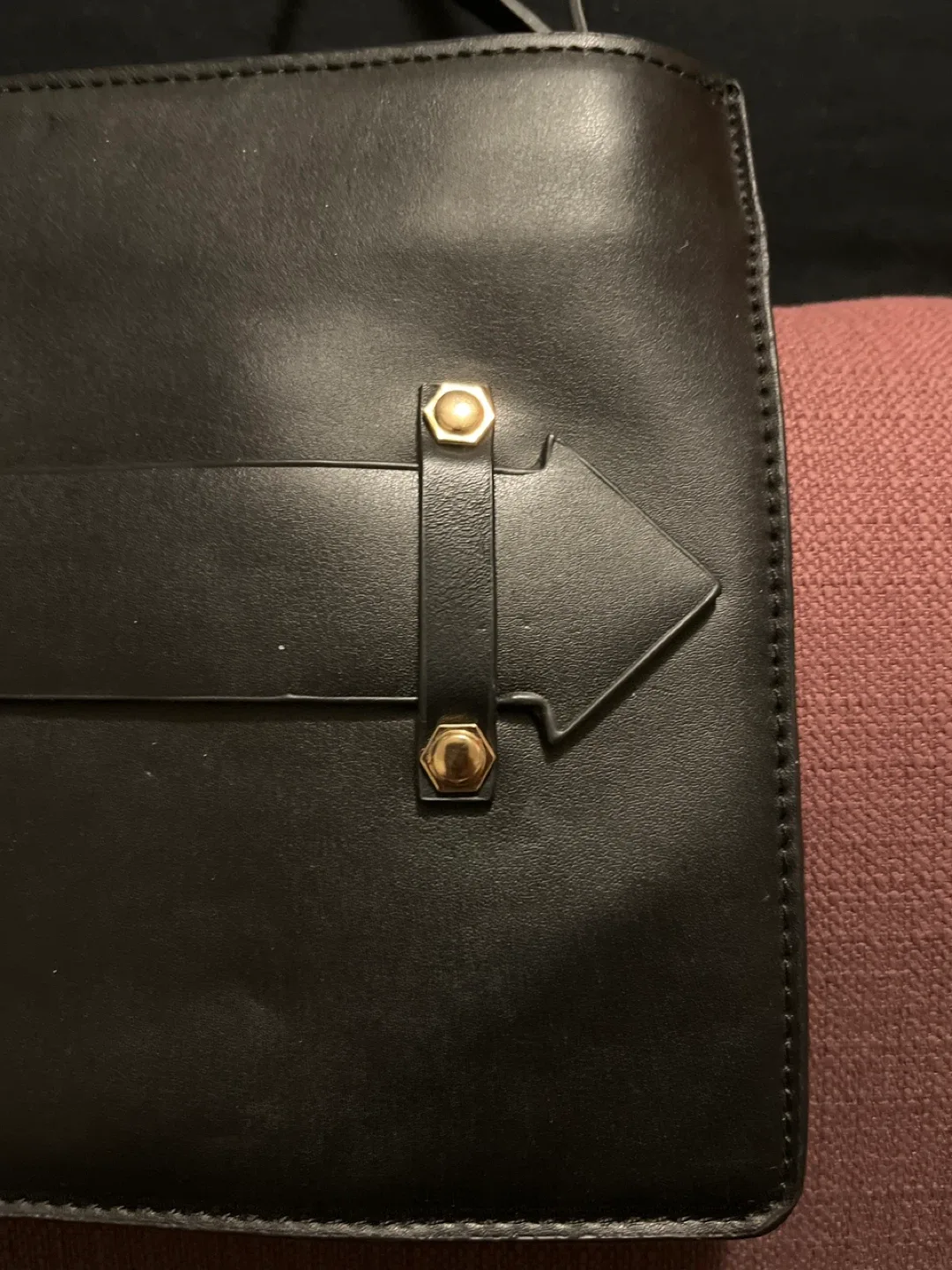 Black Leather Clutch with Arrow Detail image indicator(2)