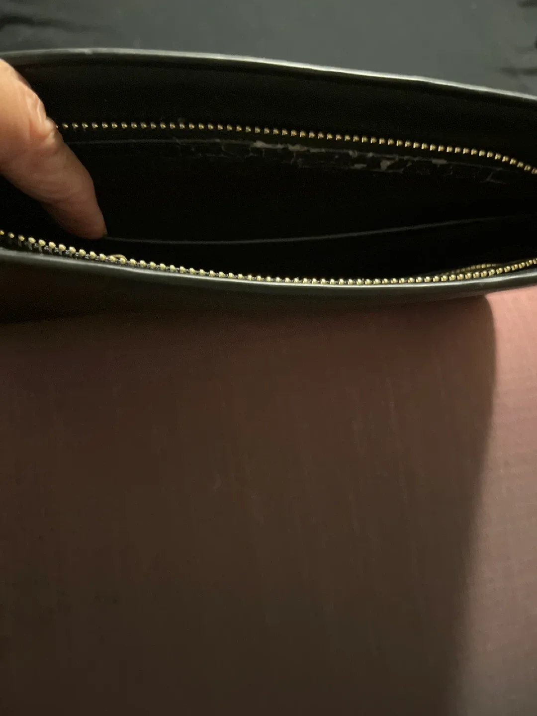 Black Leather Clutch with Arrow Detail image indicator(8)