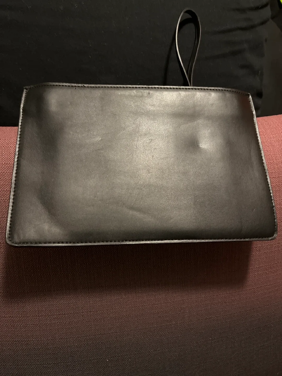 Black Leather Clutch with Arrow Detail image indicator(10)