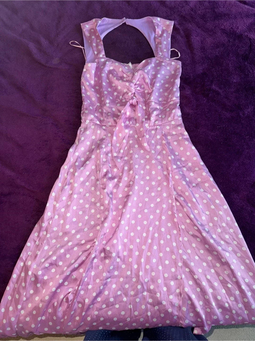 Redtag Pink Polka Dot Dress - UK 8 thumbnail