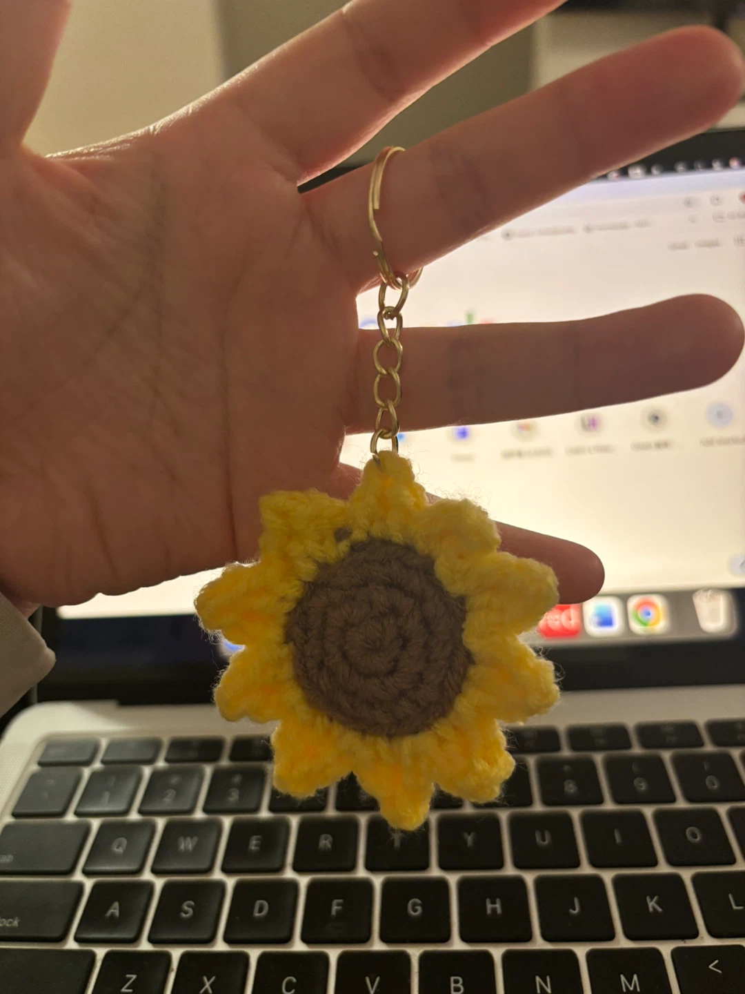 Handmade Crochet Sunflower Keychain - photo 2