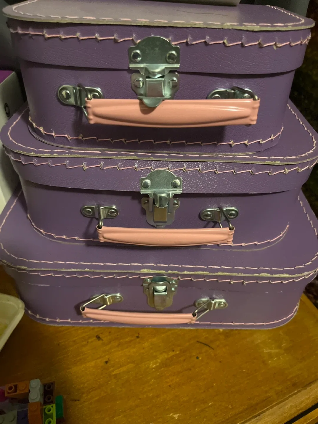 Set of 3 Purple Suitcase Style Boxes