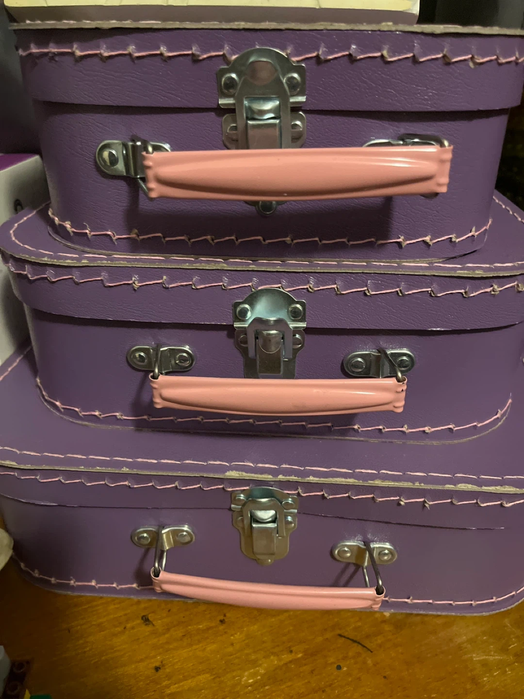 Set of 3 Purple Suitcase Style Boxes - photo 3
