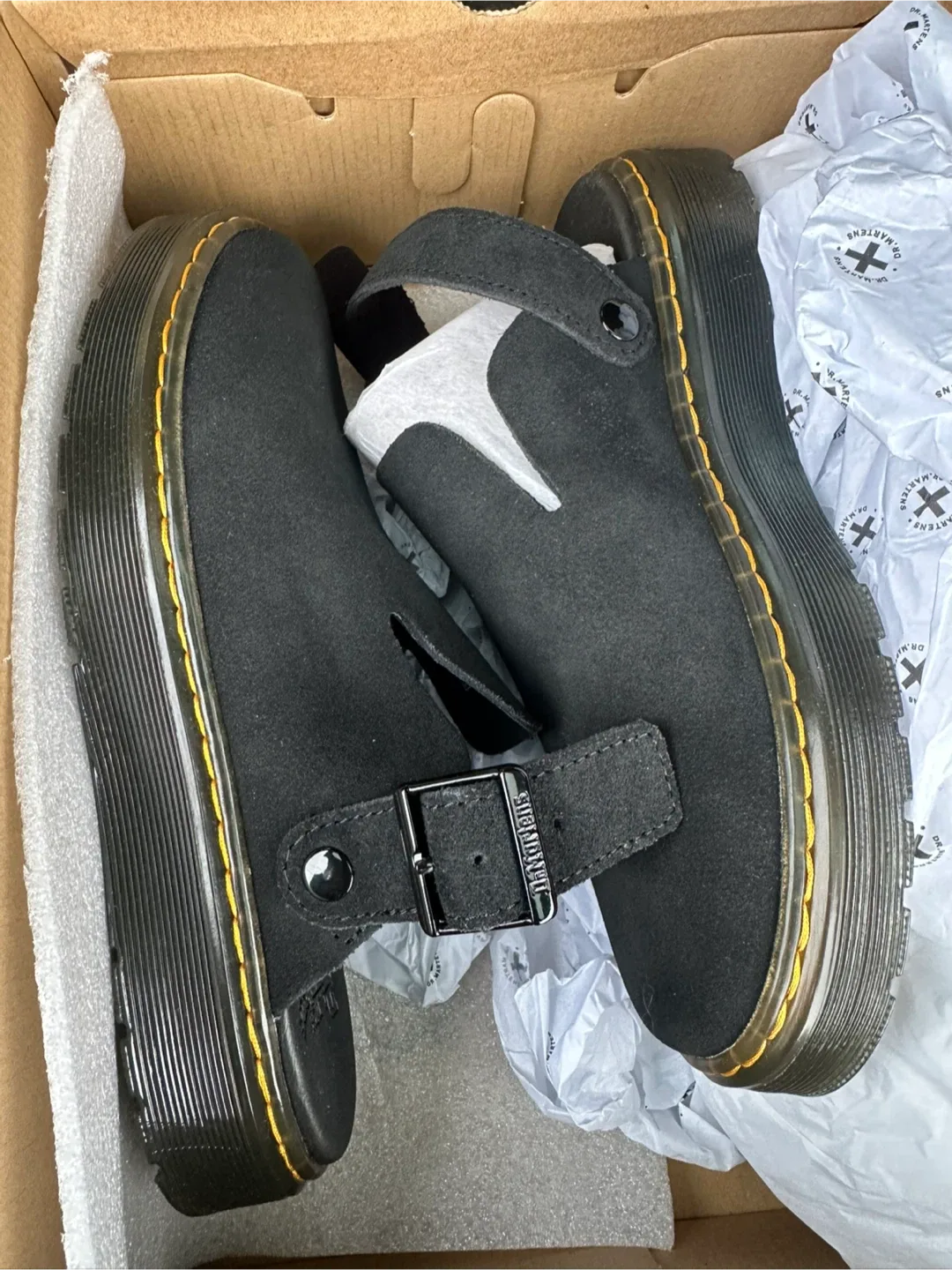 Dr. Martens Carlson Black Suede Mules, New in Box! image indicator(6)