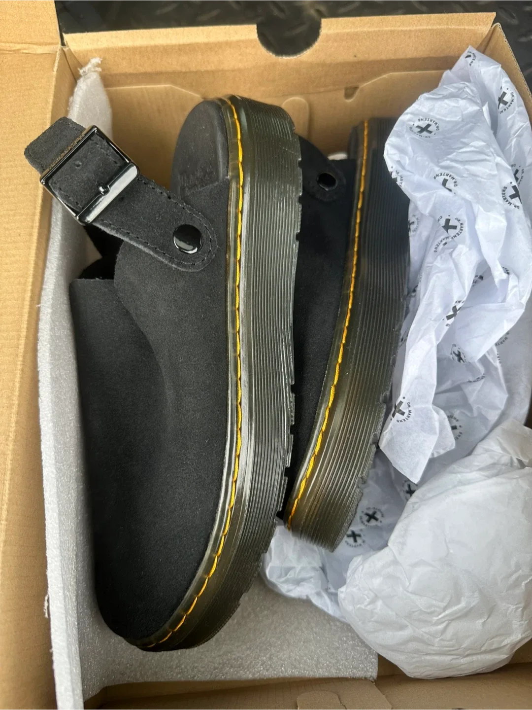 Dr. Martens Carlson Black Suede Mules, New in Box! image indicator(2)
