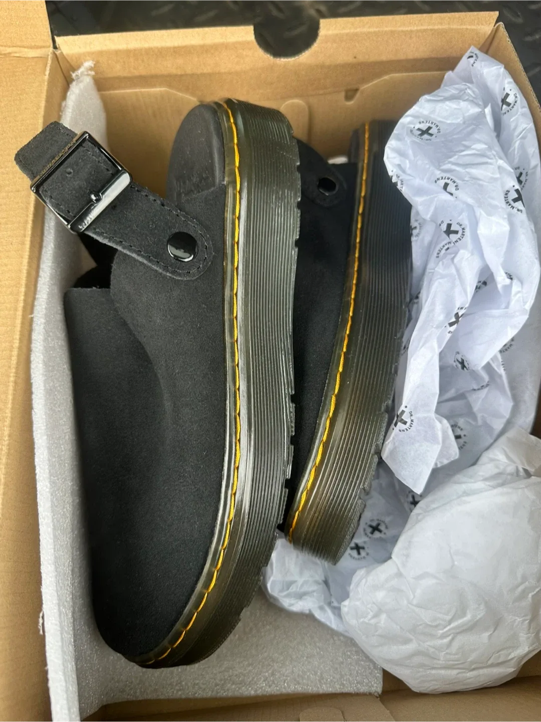 Dr. Martens Carlson Black Suede Mules, New in Box! image indicator(5)