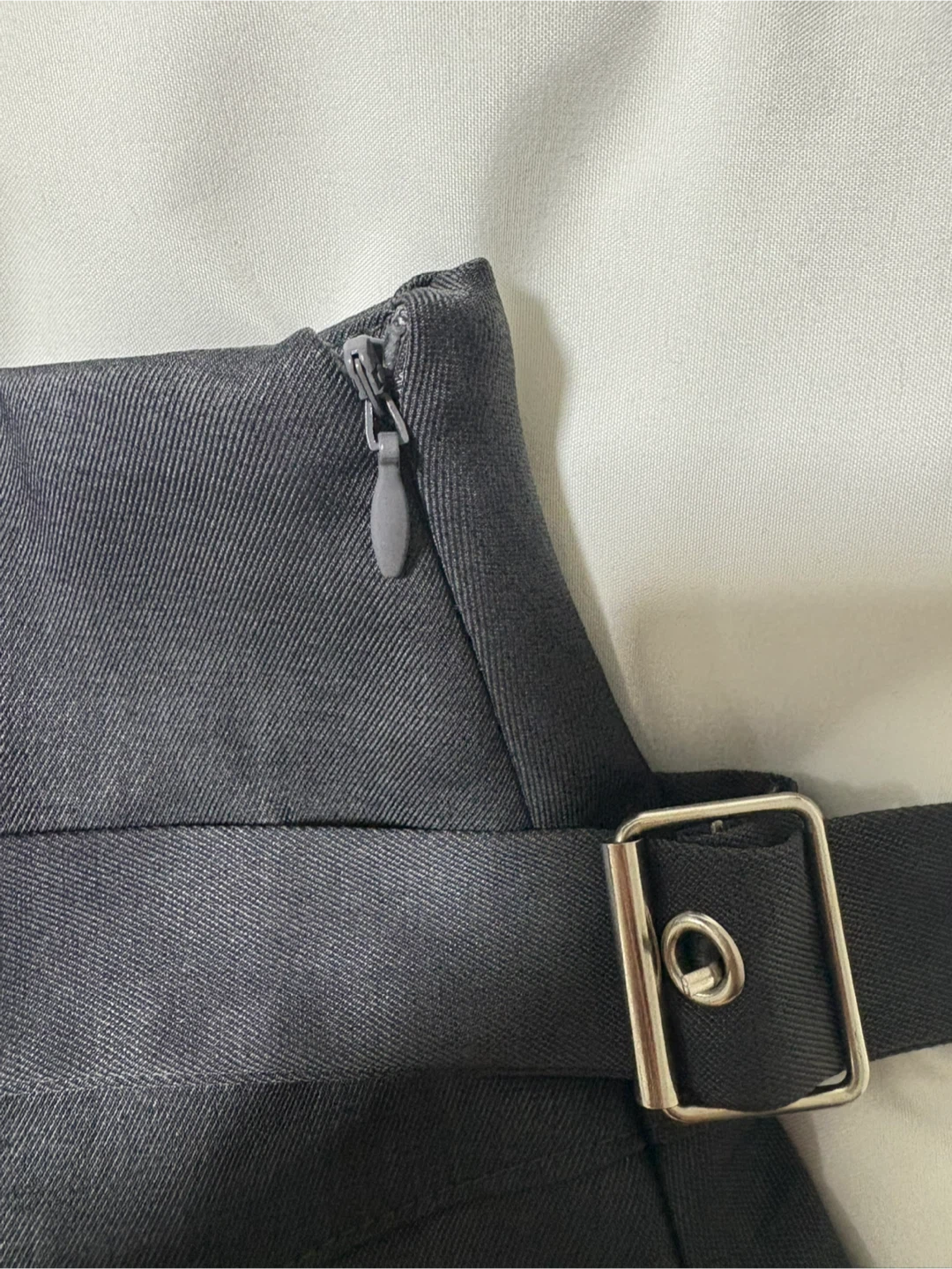 Grey Pleated Mini Skirt with Belt - photo 2