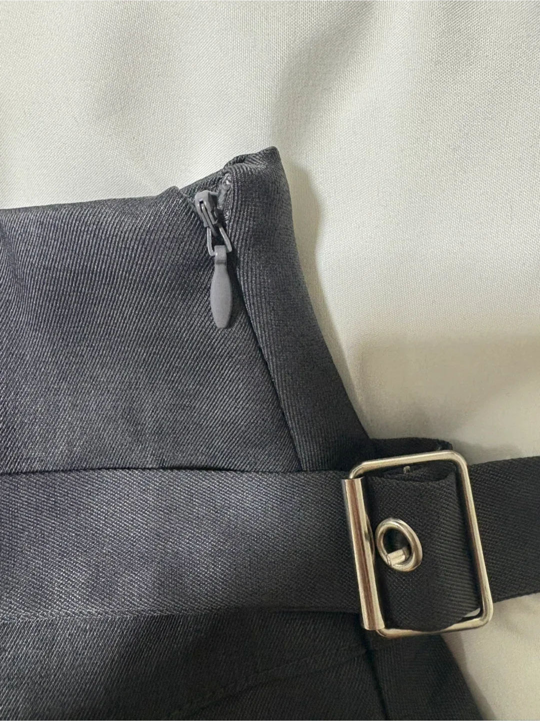 Grey Pleated Mini Skirt with Belt image indicator(2)