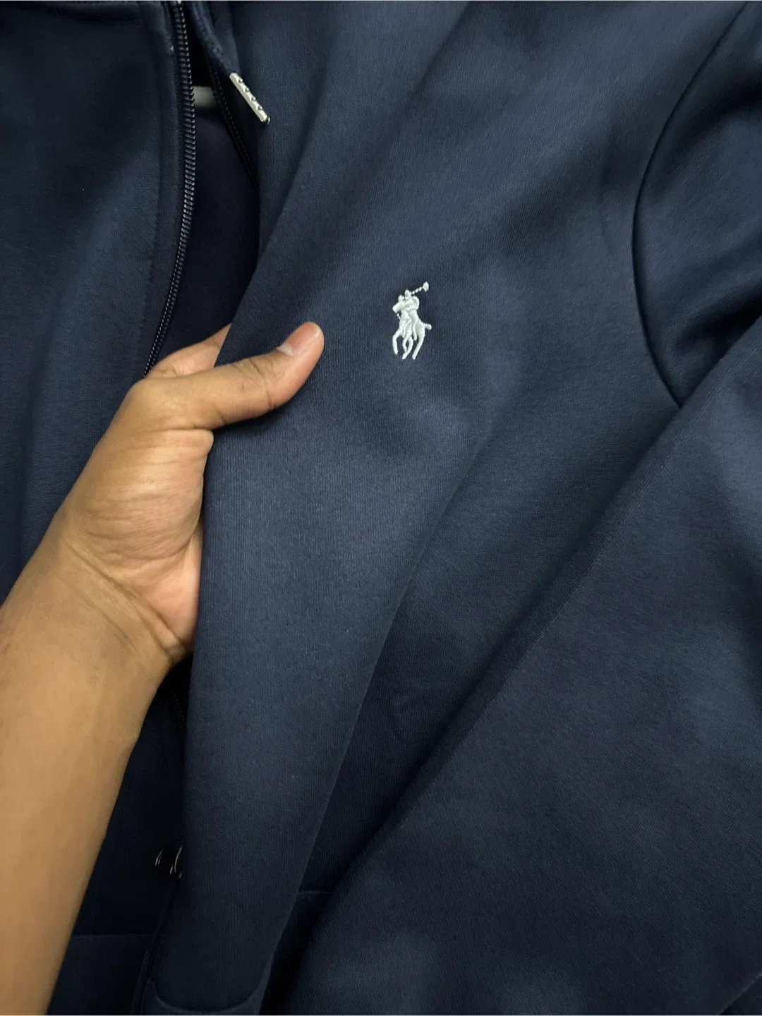 Polo Ralph Lauren Navy Blue Zip-Up Hoodie - Size M image indicator(3)