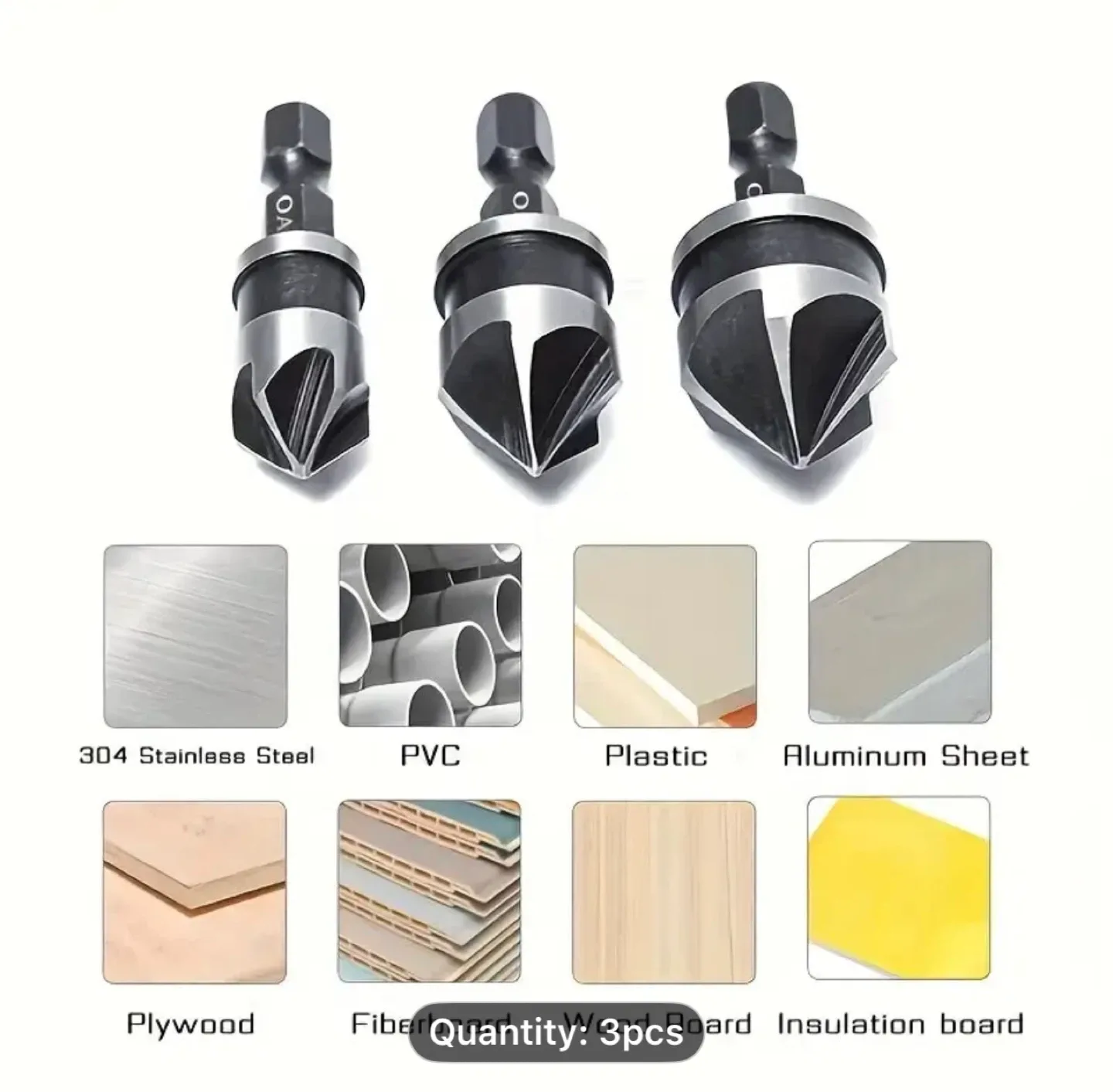 3pcs Hex Shank HSS Countersink Deburring Drill Bit Set image indicator(2)