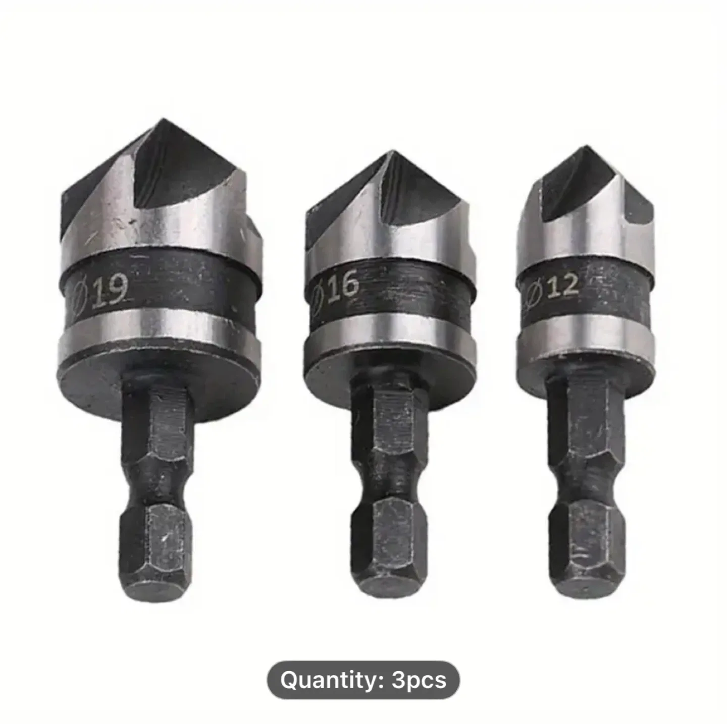 3pcs Hex Shank HSS Countersink Deburring Drill Bit Set image indicator(10)