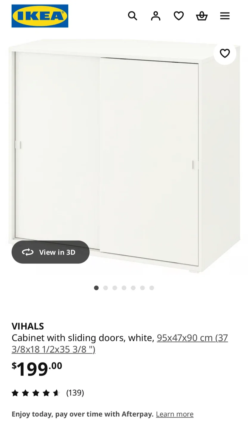 IKEA VIHALS Cabinet with Sliding Doors - White