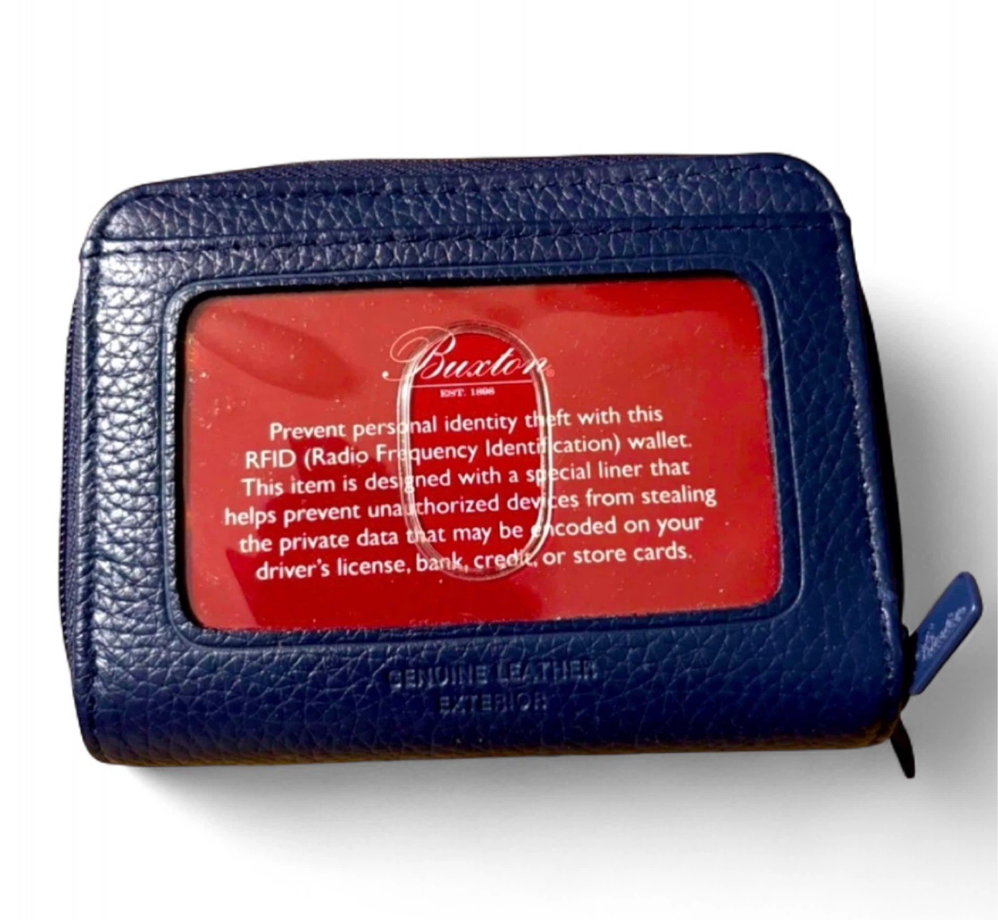 NEW! Buxton Blue Genuine Leather RFID Chip Compact Wallet - photo 3